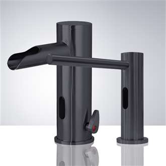 Fontana Reno Touchless Electronic Automatic Commercial Sensor Faucet in Matte Black with Matching Automatic Soap Dispenser for Restrooms