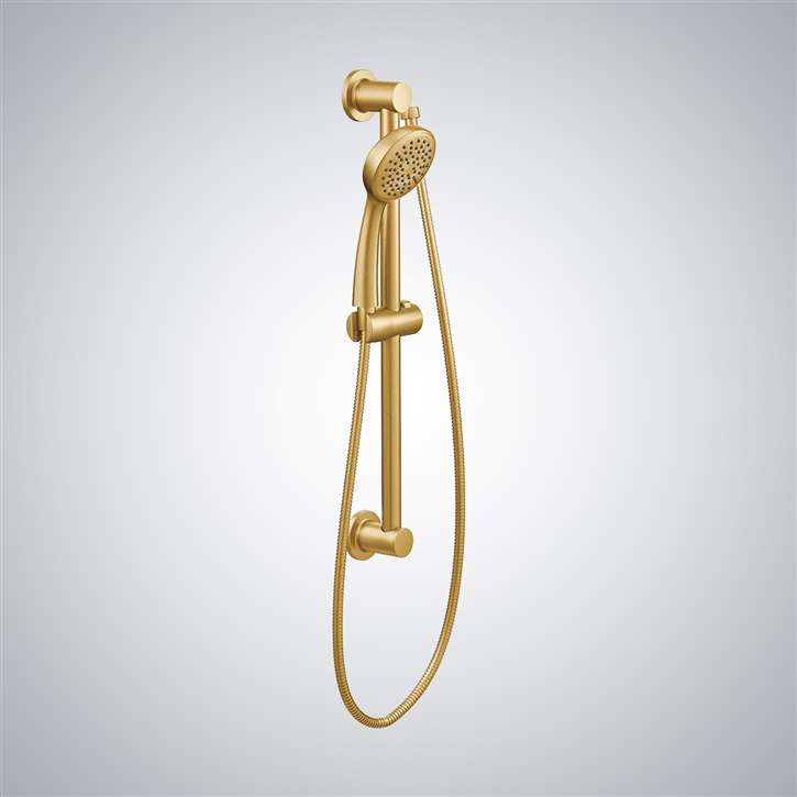 Brushed Gold Handheld Round Shower 1-Spray Handheld Shower