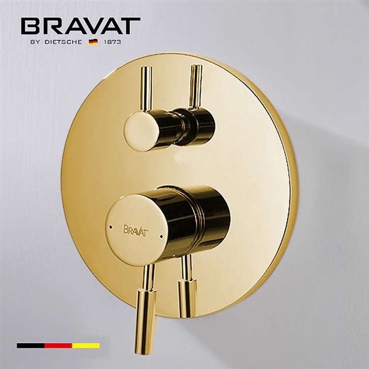 Bravat Gold Shower Valve Mixer 2-Way Concealed Wall Mounted