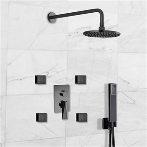 Bravat Shower Set With Valve Mixer 3-Way Concealed Wall Mounted In Matte Black