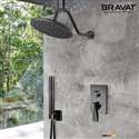 Bravat Shower Set With Valve Mixer 2-Way Concealed Wall Mounted In Matte Black