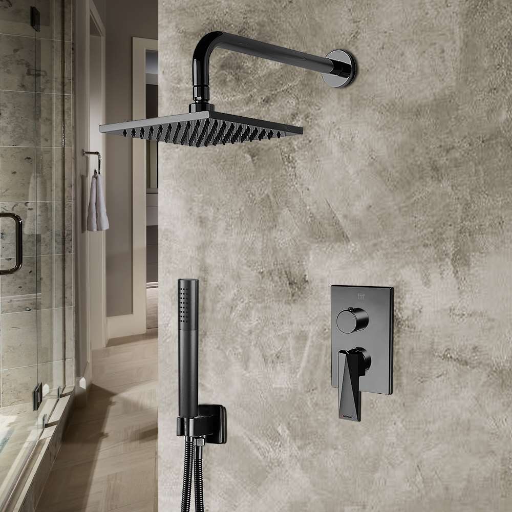 Industrial Black Matte Concealed Black Shower Set