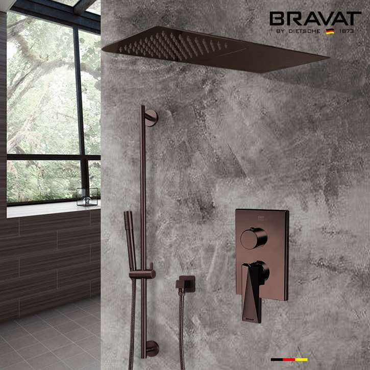 Light Oil Rubbed Bronze Waterfall & Rainfall Shower Set With Handheld Shower