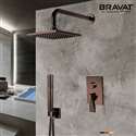 Bravat Light Oil Rubbed Bronze Wall Mounted Square Shower Set With Valve Mixer 3-Way Concealed