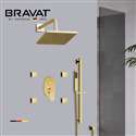 Bravat Square Shower Set With Valve Mixer 3-Way Concealed Wall Mounted In Brushed Gold