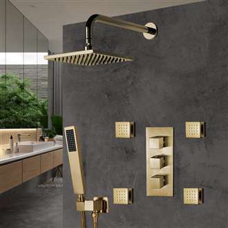 Fontana Shower Set With Valve Mixer 3-Way Concealed Wall Mounted In Brushed Gold