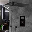Fontana Thermostatic Matte Black Waterfall & Rainfall Shower Set With Black Digital Touch Screen Shower Mixer Display 3 Function Rainfall Shower Set With Handheld Shower