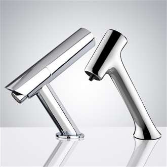 Fontana Contemporary Automatic Commercial Chrome Sensor Faucet with Matching Soap Dispenser