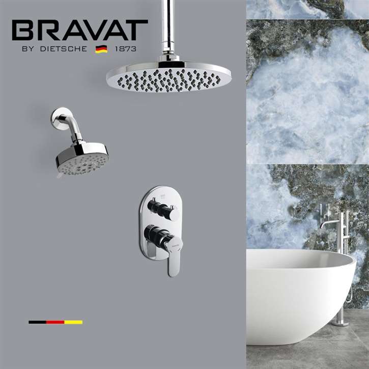 Bravat Dual Rain Shower Heads in Chrome Finish