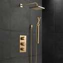 FontanaShowers Atlanta Brushed Gold Rainfall Shower Set With 3 Way Mixer