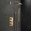 FontanaShowers Atlanta Brushed Gold Rainfall Shower Set With 3 Way Mixer