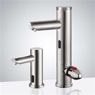 Fontana Touchless Bathroom Brushed Nickel Commercial Sensor Faucet & Sensor Soap Dispenser