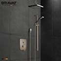 Bravat Ceiling Mounted Square Shower Set With Valve Mixer 3-Way Concealed In Brushed Nickel