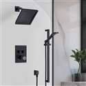 Fontana Ancona Matte Black Wall Mount Square Shower Head With 2-Way Concealed Thermostatic Mixer Shower Set With Handheld Shower