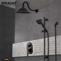 Bravat Wall Mounted Round Shower Set With Valve Mixer 3-Way Concealed In Matte Black
