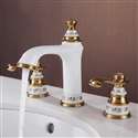 Gironde Dual Handle White & Gold Bathroom Sink Faucet