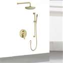 Fontana Bravaria Brushed Gold Solid Brass Round Shower Head Set