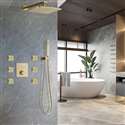 Fontana Creteil Brushed Gold Bathroom Thermostatic Button Shower System Set