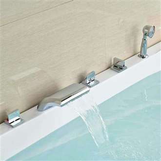 Parma Chrome Brass Waterfall Bathtub Faucet with Hand Shower