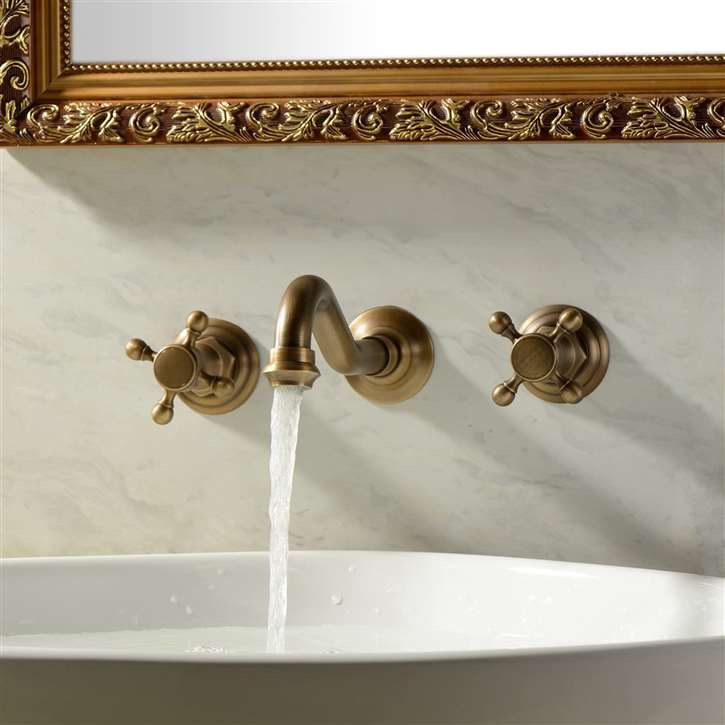 Casoria Antique Brass Dual Handled Sink Faucet