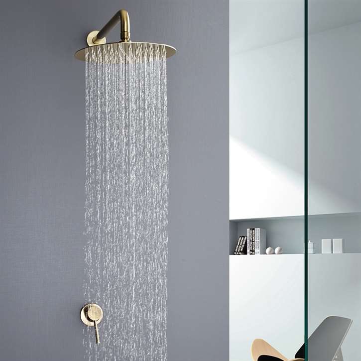 Fontana Marseille Modern Brushed Gold Rainfall Shower Head Set