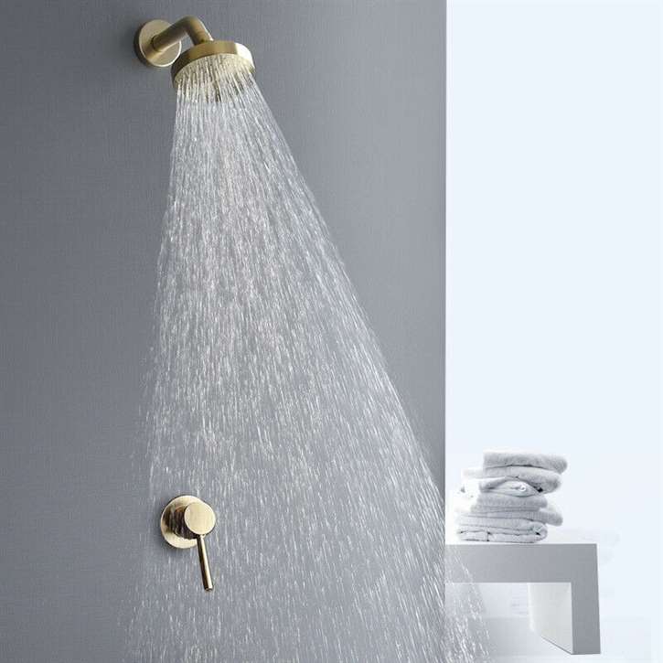Fontana Le Havre Classic Style Wall Mount Brushed Gold Round Shower Set
