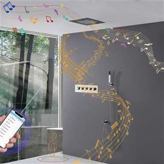 Luxury LED Rainfall Thermostatic Music Shower System  24 inch