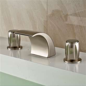 Montreal Brushed Nickel Finish Deck Mount Bathtub Faucet with Hot and Cold Mixer