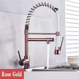 Fontana St. Gallen Rose Gold Pull Down Dual Swivel Spout Kitchen Faucet