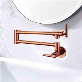 Fontana Chatou Modern Style Solid Brass Rose Gold Finish Wall Mounted Kitchen Faucet