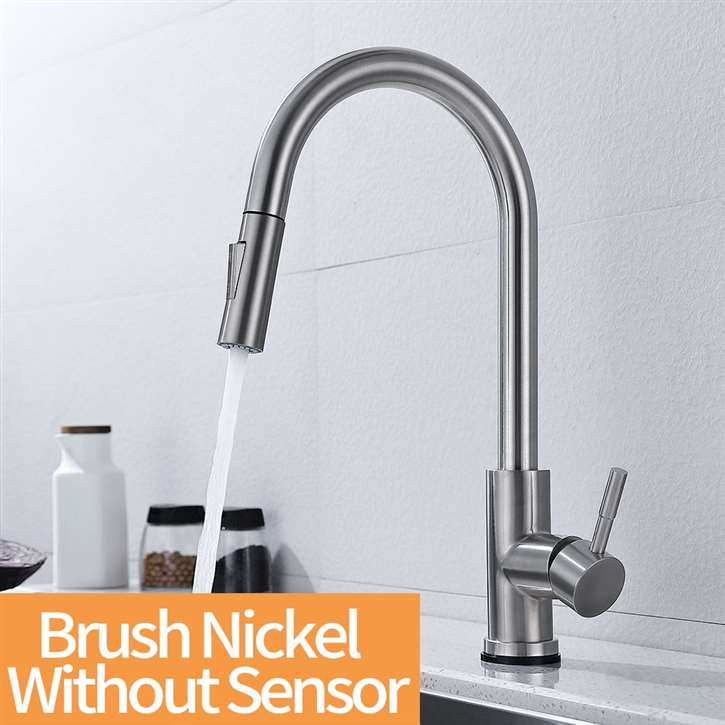 Fontana Chatou Brushed Nickel Stainless Steel Without Sensor Faucet with Pull Down Sprayer