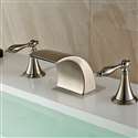 Bilbao Brushed Nickel Double Handle Deck Mount Widespread Bathtub Faucet