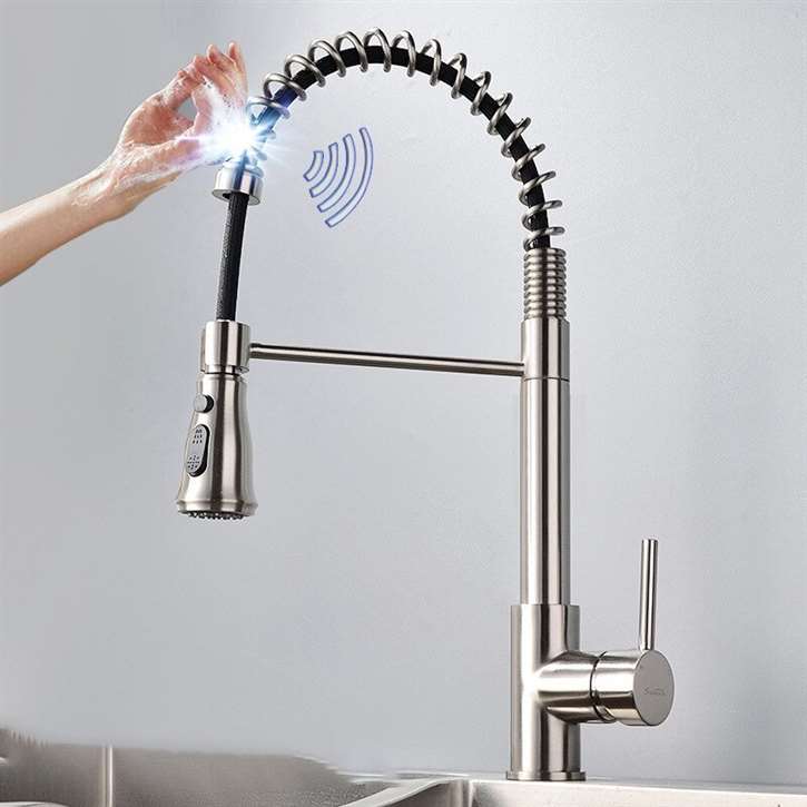 Fontana SÃƒÂ¨te Brushed Nickel Finish Stainless Steel Sensor Kitchen Faucet