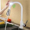 Fontana Cholet Chrome White Smart Sensor Kitchen Faucet with Pull Down Sprayer
