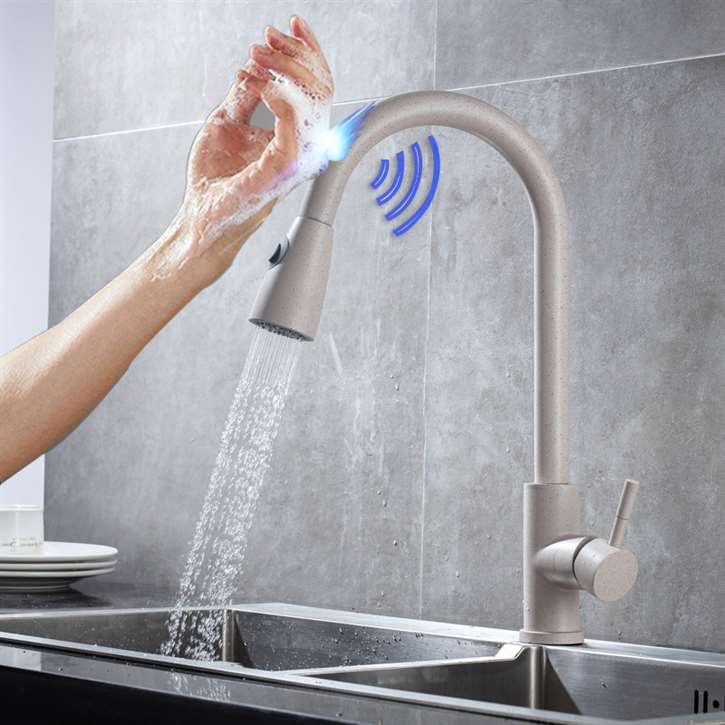 Fontana Dijon Gray Smart Sensor Kitchen Faucet with Pull Down Sprayer