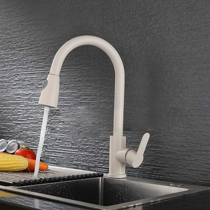 Fontana Creteil Light Gray Sensorless Kitchen Faucet with Pull Down Sprayer