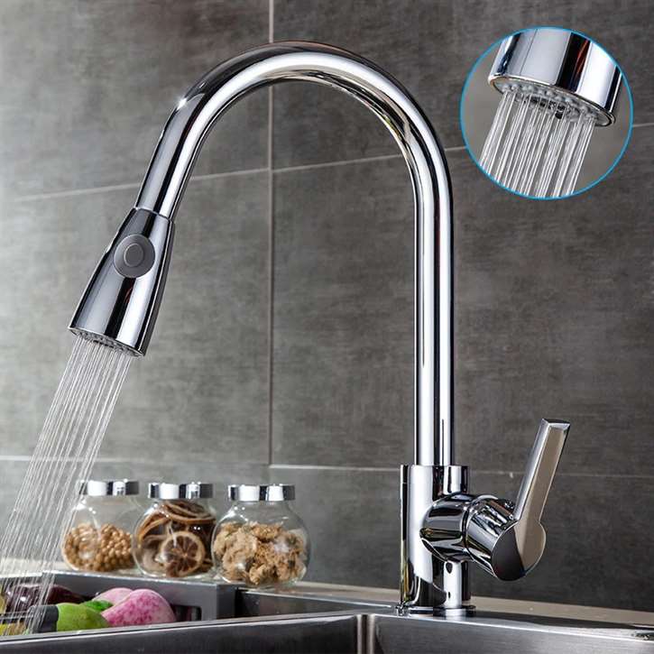 Fontana Le Havre Metallic Chrome Sensorless Kitchen Faucet with Pull Down Sprayer