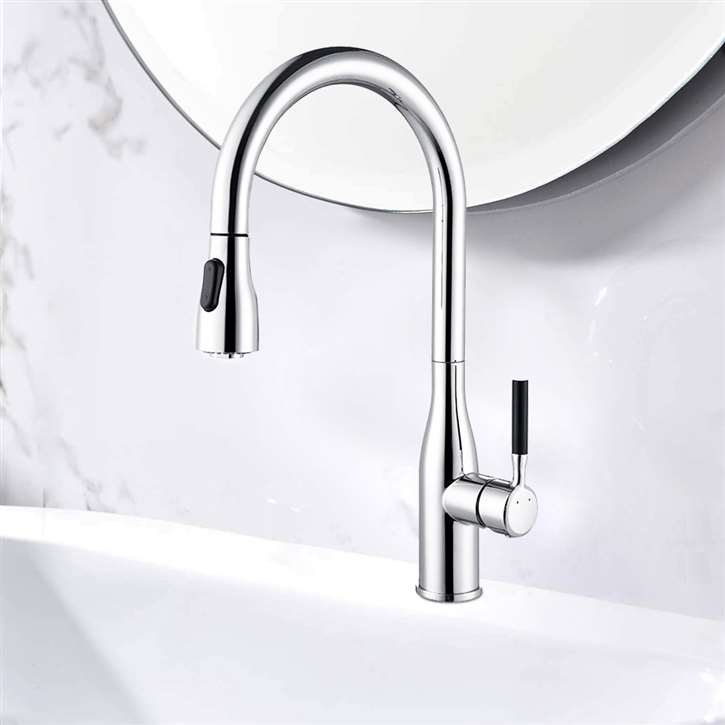 Fontana Dax Brass Pull Down Sensorless Kitchen Faucet Chrome Finish