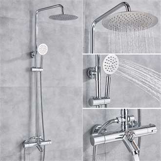 Fontana Volterra Dual Handle Chrome Thermostatic Shower Faucet Bathtub Spout Shower Set