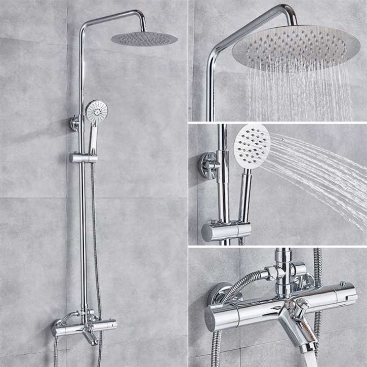 Dual Handle Chrome Thermostatic Shower Spout