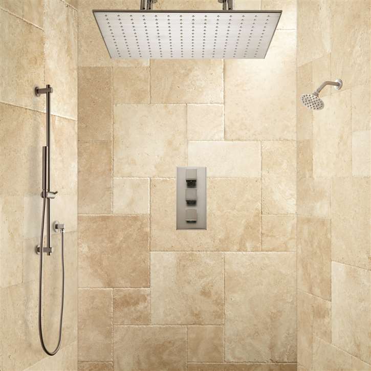 FontanaShowers Brushed Nickel Rainfall Shower Set