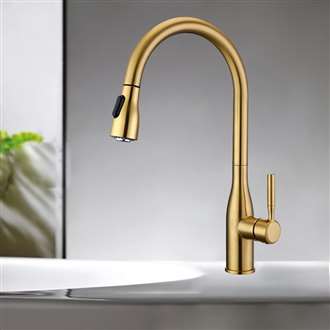 Fontana Deauville Brass Pull Down Sensorless Kitchen Faucet Gold Finish