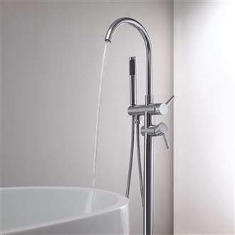 Fontana Bavaria Floor Stand Chrome Finish Bath Tub Faucet Dual Handle With Hand Shower