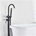 Fontana Marseille Floor Stand Matte Black Finish Bath Tub Faucet Dual Handle With Hand Shower