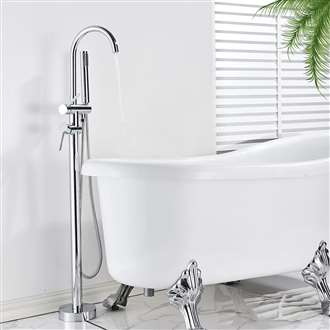 Fontana Dijon Bath Tub Faucet Floor Mounted Chrome Finish with Handheld Spray