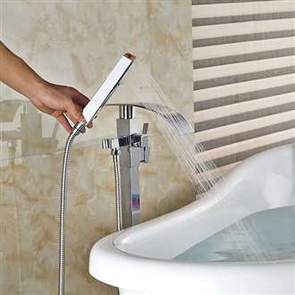 Fontana Verona Bath Tub Faucet Floor Mounted Chrome Finish with Handheld Spray