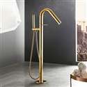 Fontana Geneva Full Solid Brass Standing Titanium Gold Finish Bathroom Bathtub Tap Mixer Faucet