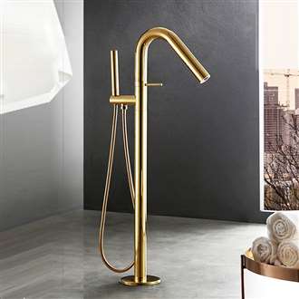 Fontana Geneva Full Solid Brass Standing Titanium Gold Finish Bathroom Bathtub Tap Mixer Faucet