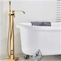 Fontana St. Gallen Gold Finish Floor Standing Bathtub Faucet Single Handle with Hand Shower