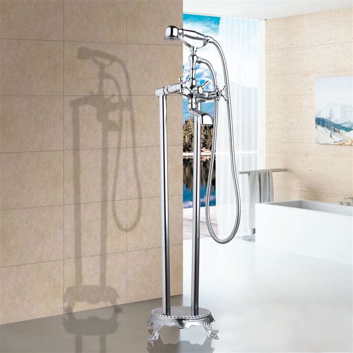 Fontana Le Havre Chrome Floor Standing Telephone Style Bath Shower Faucet